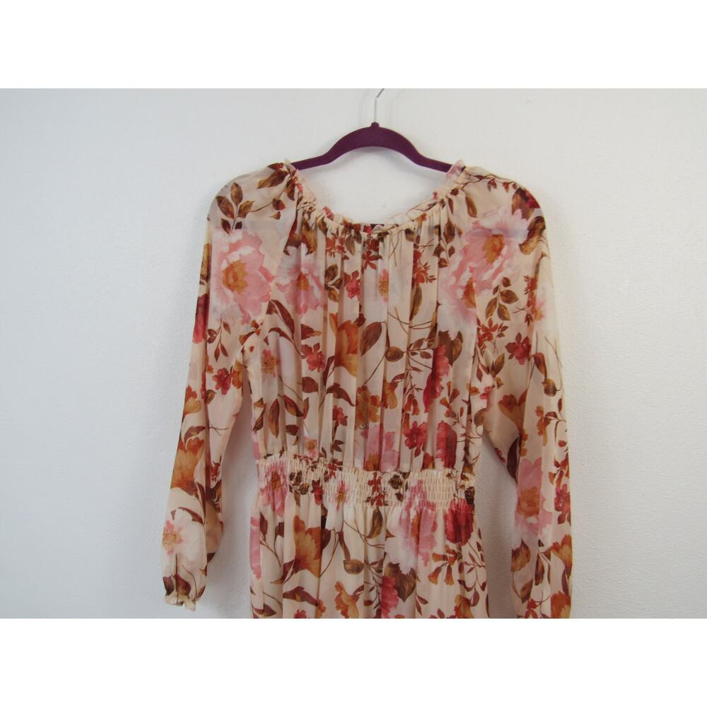 Kate and Lily Size 12 Women's Pink Chiffon Floral Tiered Dress Off Shoulder - Picture 6 of 7